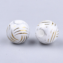Gold Electroplate Glass Beads, Round, Gold, 8~8.5mm, Hole: 1.5mm
