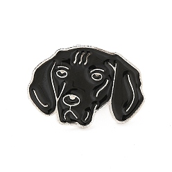 Dog Dog Enamel Pin with Brass Butterfly Clutches, Alloy Badge for Backpack Clothing, Flat-coated Retriever, 17x24.5x10mm, Pin: 1.1mm