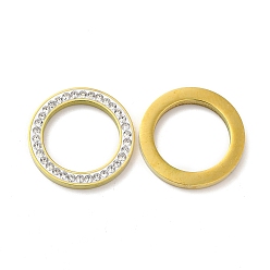 Золотой 201 нержавеющей стали связывающий кольца, с кристально горный хрусталь, круглые кольца, золотые, 18x2 мм, внутренний диаметр: 12.8 мм