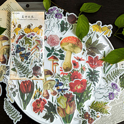 Colorido 60 pegatinas decorativas florales autoadhesivas de papel, Calcomanías de flores de plantas con estampado en caliente para álbumes de recortes diy, colorido, 55~100 mm