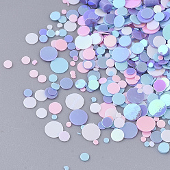 Color mezclado Accesorios de adorno, paillette plástico pvc / cuentas de lentejuelas, sin agujero / perlas sin perforar, plano y redondo, color mezclado, 1~4x0.4 mm