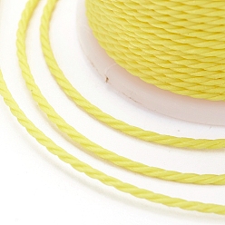 Желтый Круглый вощеный полиэфирный шнур, тайваньский вощеный шнур, витой шнур, желтые, 1 мм, около 12.02 ярдов (11 м) / рулон