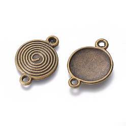 Bronce Antiguo Conectores de enlaces de aleación de estilo tibetano, plano y redondo / vórtice, Bronce antiguo, 26x18x2 mm, agujero: 2 mm