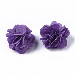 Purple Polyester Fabric Flowers, for DIY Headbands Flower Accessories Wedding Hair Accessories for Girls Women, Purple, 34mm