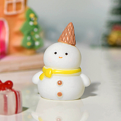 Amarillo Estatuilla de muñeco de nieve de resina con temática navideña, accesorios de adorno de micro paisajes, amarillo, 40x30 mm