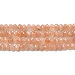 Sunstone Natural Sunstone Beads Strands, Faceted, Rondelle, 3x2mm, Hole: 0.5~0.6mm, about 129~173pcs/strand, 15.5 inch(39.5cm)