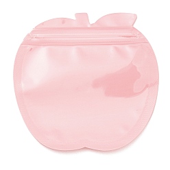 Pink Apple Shaped Plastic Packaging Yinyang Zip Lock Bags, Top Self Seal Pouches, Pink, 10.2x10.1x0.15cm, Unilateral Thickness: 2.5 Mil(0.065mm)