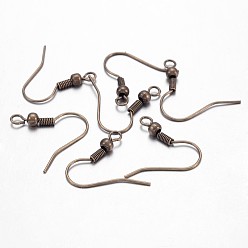 Antique Bronze Brass Earring Hooks, French Hooks with Coil and Ball and Horizontal Loop, Antique Bronze, 18mm