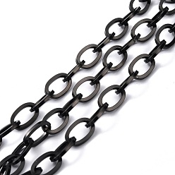 Electrophoresis Black Ion Plating(IP) 304 Stainless Steel Cable Chains, Unwelded, with Spool, Flat Oval, Electrophoresis Black, 17.5x11.5x2mm, about 16.40 Feet(5m)/Roll