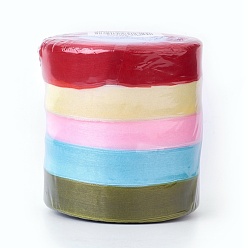Mixed Color Sheer Organza Ribbon, Wide Ribbon for Wedding Decorative, Mixed Color, 3/4 inch(20mm), 25yards(22.86m)