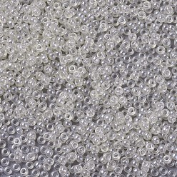 (RR3504) Lustre beige pálido transparente Cuentas de rocailles redondas miyuki, granos de la semilla japonés, (rr 3504) brillo beige claro transparente, 11/0, 2x1.3 mm, agujero: 0.8 mm, sobre 1100 unidades / botella, 10 g / botella