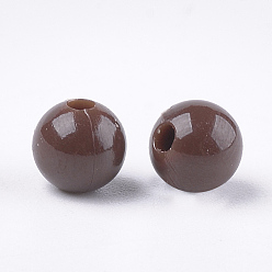 Coconut Brown Opaque Plastic Beads, Round, Coconut Brown, 6x5.5mm, Hole: 1.8mm, about 4790pcs/500g