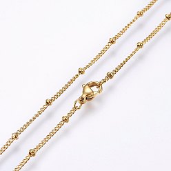 Golden 304 Stainless Steel Chain Necklaces, with Lobster Claw Clasps, Golden, 17.7 inch(45cm), 1.4x0.4mm, beads: 2.3x1.2mm