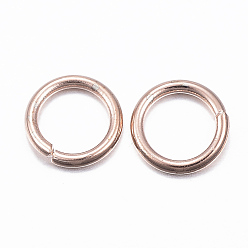 Oro Rosa 304 argollas de acero inoxidable, anillos del salto abiertos, oro rosa, 18 calibre, 7x1 mm, diámetro interior: 5 mm