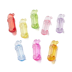 Mixed Color Transparent Acrylic Pendants, Scooter, Mixed Color, 55x18x10mm, Hole: 3mm, about 105pcs/500g