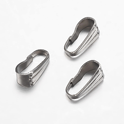 Stainless Steel Color 304 Stainless Steel Snap On Bails, Stainless Steel Color, 8.5x4x3.5mm, Hole: 3x8mm