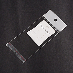 White Rectangle Cellophane Bags, with Cardboard Earring Display Card, White, 11.5x5cm, Unilateral Thickness: 0.035mm, Inner Measure: 6.5x5cm