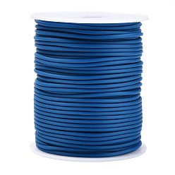 Marine Blue Hollow Pipe PVC Tubular Synthetic Rubber Cord, Wrapped Around White Plastic Spool, Marine Blue, 2mm, Hole: 1mm, about 54.68 yards(50m)/roll