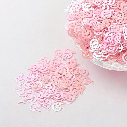 Pink Ornement accessoires plastique paillette / paillettes perles, visage souriant, rose, 8x6x0.1mm, trou:. 0.8 45000 mm pcs / 450 g