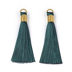 Teal Polyester Tassel Big Pendant Decorations, Teal, 83mm, Hole: 8x6.5mm