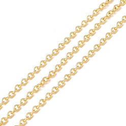 Real 18K Gold Plated Brass Cable Chains, Long-Lasting Plated, Soldered, with Spool, Cadmium Free & Lead Free, Real 18K Gold Plated, 2.6x2.2x0.5mm
