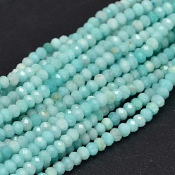 Amazonite Faceted Rondelle Natural Amazonite Bead Strands, 3x2mm, Hole: 0.8mm, about 163pcs/strand, 15.5 inch