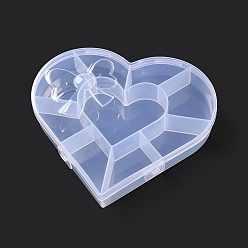 Clear Plastic Bead Containers, for Small Parts, Hardware and Craft, Heart, Clear, 14.3x15.6x2.75cm
