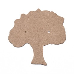 BurlyWood Cardboard Earring Display Cards, Tree, BurlyWood, 39.5~40x39x0.4mm, Hole: 1.2mm