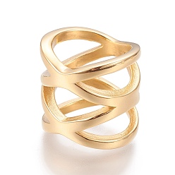 Oro Revestimiento iónico (ip) 304 anillos para los dedos de acero inoxidable, dorado, tamaño de 6~9, 16~19 mm
