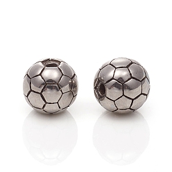 Plata Antigua 304 bolas de acero inoxidable, fútbol, plata antigua, 10x9 mm, agujero: 1.8 mm