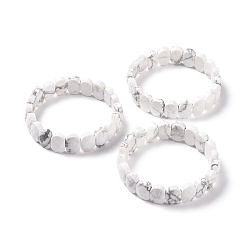 Howlite Bracelet extensible perlé ovale en howlite naturelle, bijoux en pierres précieuses pour femmes, diamètre intérieur: 2-1/8 pouce (5.4~5.5 cm)