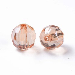 Sandy Brown Transparent Acrylic Beads, Faceted, Football, Sandy Brown, 14x13.5mm, Hole: 2mm, about 330pcs/500g