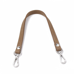 Peru Imitation Leather Bag Handles, with Alloy Clasps, for Bag Straps Replacement Accessories, Platinum, Peru, 345~355x12x3.5mm