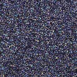 (774) Dark Purple Lined Crystal Rainbow Toho perles de rocaille rondes, perles de rocaille japonais, (774) arc-en-ciel de cristal doublé violet foncé, 11/0, 2.2mm, Trou: 0.8mm, environ5555 pcs / 50 g