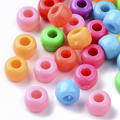 Mixed Color Opaque Polystyrene(PS) Plastic Beads, Column, Mixed Color, 8.5x6mm, Hole: 3.5mm, about 2000pcs/500g