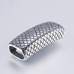 Antique Silver 304 Stainless Steel Slide Charms, Rectangle with Snakeskin Pattern, Antique Silver, 16.5x39x13mm, Hole: 7x13mm