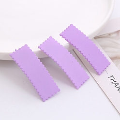 Plum Frosted Plastic Snap Hair Clips, with Metal Clip, for Women and Girls, Waved Rectangle, Plum, 55x20mm