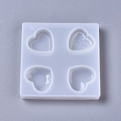 Blanc Moules en silicone, moules de résine, pour la résine UV, fabrication de bijoux en résine époxy, cœur, blanc, 97x97x12mm