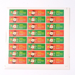 Colorful Rectangle with Santa Claus Pattern DIY Label Paster Picture Stickers for Christmas, Colorful, 4.5x1.5cm, about 24pcs/sheet