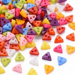 Mixed Color 2-Hole Plastic Buttons, Triangle, Mixed Color, 5.5x6x2mm, Hole: 1.2mm