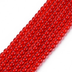 Red Glass Beads Strands, Round, Red, 2mm, Hole: 0.6mm, about 185~206pcs/strand, 14.37~14.76 inch(36.5~37.5cm)