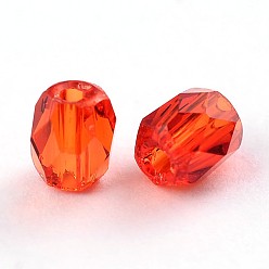 Orange Red Faceted Transparent Glass Round Beads, Orange Red, 3mm, Hole: 0.5mm, about 600pcs/bag