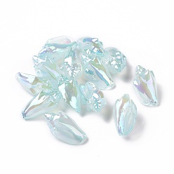 Pale Turquoise UV Plating Rainbow Iridescent Acrylic Beads, Conch Shape, Pale Turquoise, 30x16x14mm, Hole: 1.7mm