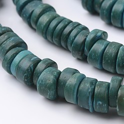 Cadet Blue Dyed Natural Coconut Disc Bead Strands, Cadet Blue, 9x2~6mm, Hole: 3mm, about 108pcs/strand, 15.7 inch