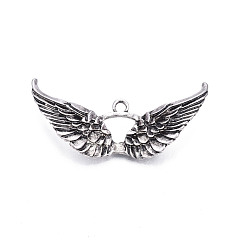 Antique Silver Rack Plating Tibetan Style Alloy Pendants, Cadmium Free & Lead Free, Wing, Antique Silver, 23.5x48x8mm, Hole: 2.5mm