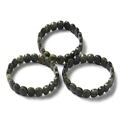 Autres Jaspes Bracelet extensible en perles de jade xinyi naturel/jade du sud chinois, bijoux en pierres précieuses pour femmes, ovale, diamètre intérieur: 2-1/8 pouce (5.4~5.5 cm)