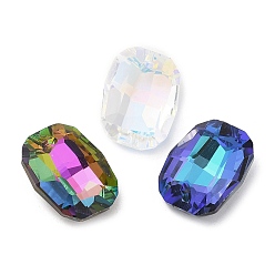 Mixed Color Pointed Back Glass Rhinestone Pendants, Faceted, Rectangle Charm, Mixed Color, 19x14.5x8~8.5mm, Hole: 1.5~1.6mm