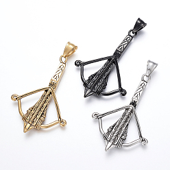 Mixed Color 304 Stainless Steel Pendants, Large Hole Pendants, Bow and Arrow, Mixed Color, 54x36x5mm, Hole: 5x9mm