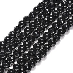 Black Stone Black Stone Beads Strands, Dyed, Faceted(64 Facets), Round, 6mm, Hole: 1mm, about 61pcs/strand, 15 inch