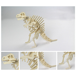 Linen Wood Assembly Animal Toys for Boys and Girls, 3D Puzzle Model for Kids, Spinosaurus, Linen, Finished: 240x105x220mm